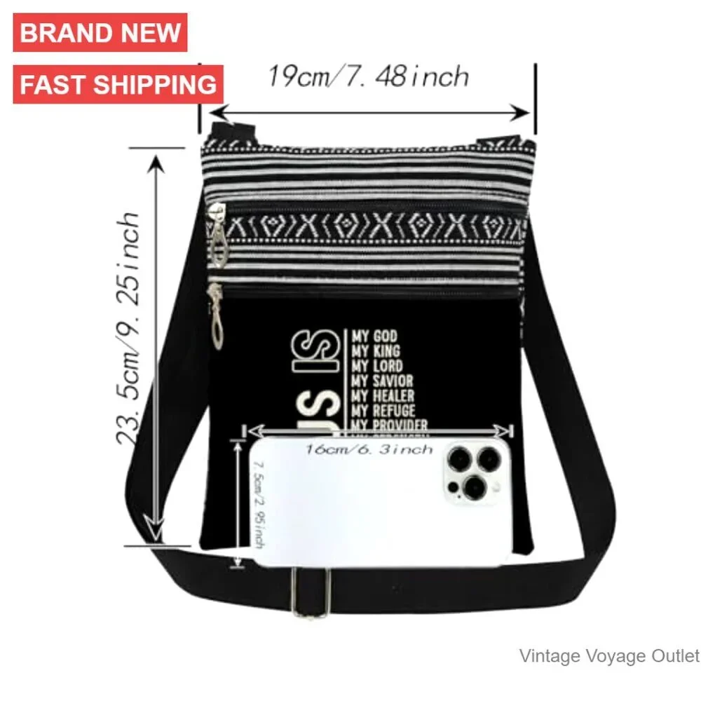 Crossbody Bag Adjustable Strap Dual Compartments Lightweight Polyester